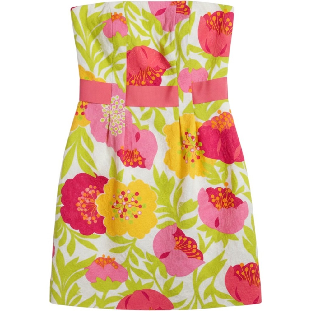 Lilly Pulitzer Vanessa Strapless Floral Cotton Pique Dress Pink 4 Preppy Resort
